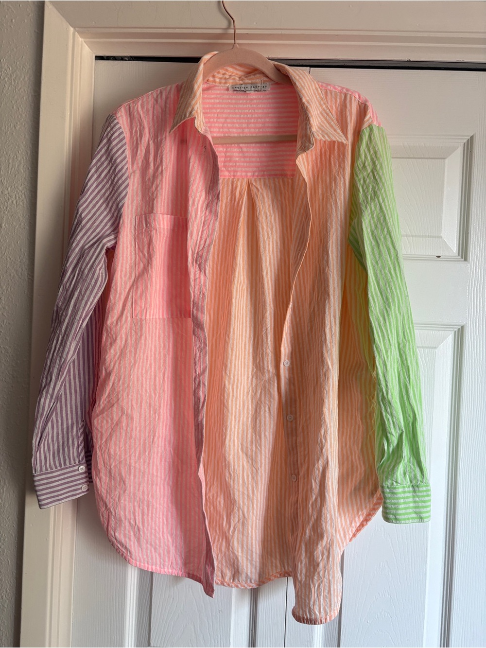 Anthropologie English Factory Multicolor Striped Button-Up Shirt - Pastel Mix